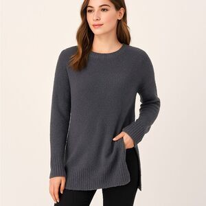 Charlie Paige Gray Plush Tunic Sweater Medium Soft Fuzzy Cozy Fall Winter Top